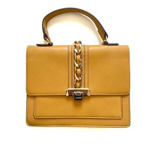 ALDO Glenda Top Handle Foldover Satchel Mustard Yellow Bag